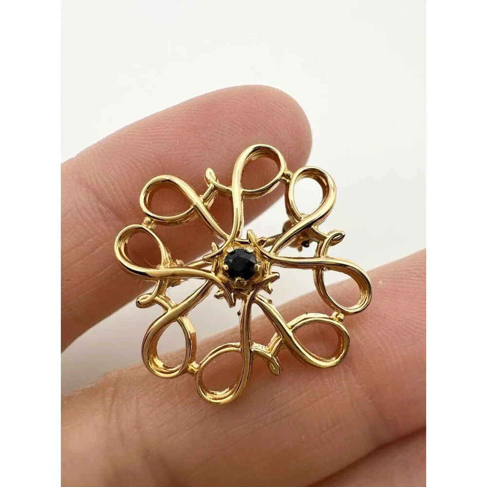 Vintage Avon 10k Gold Filled Sapphire Pin Brooch